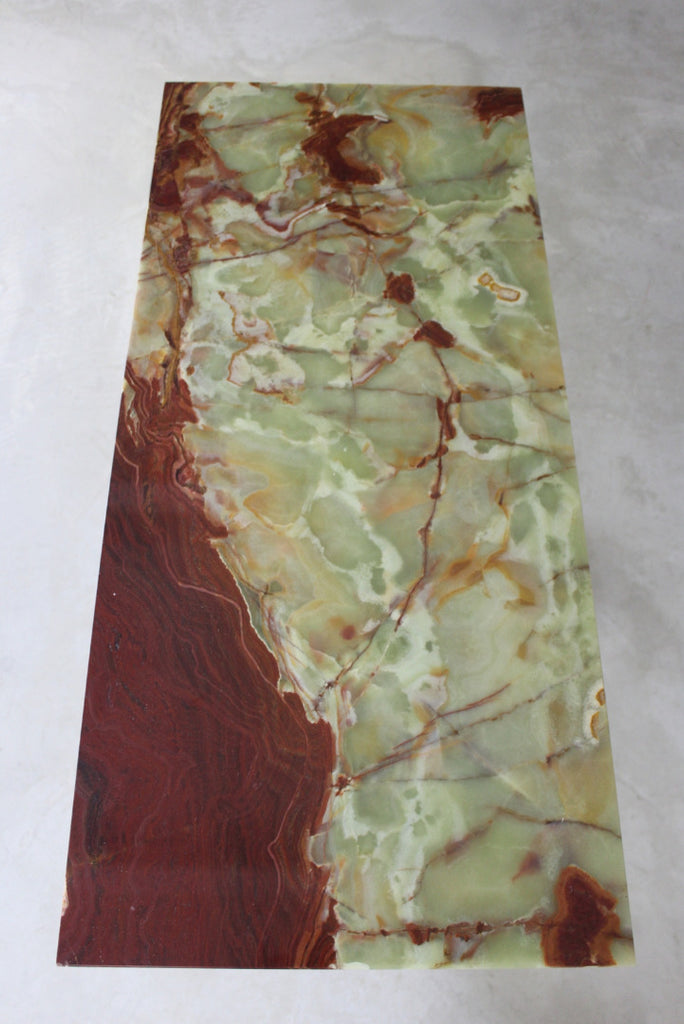 Marble Green Onyx & Brass Coffee Table - Kernow Furniture