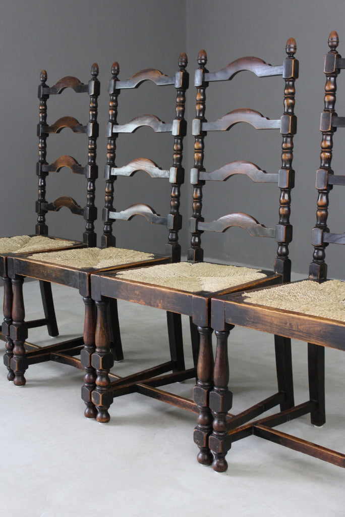 4 Oak Ladderback Dining Chairs - Kernow Furniture