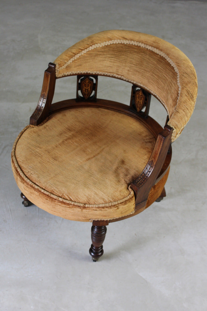 Victorian Inlaid Rosewood Tub Chair - Kernow Furniture