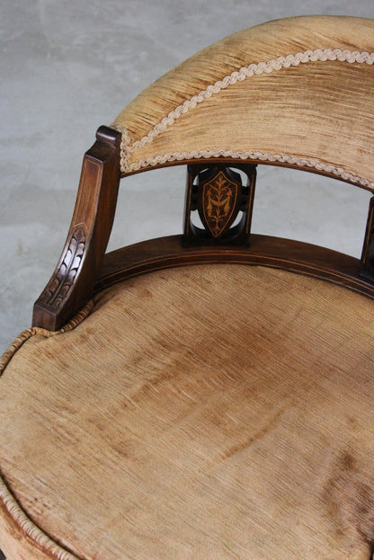 Victorian Inlaid Rosewood Tub Chair - Kernow Furniture