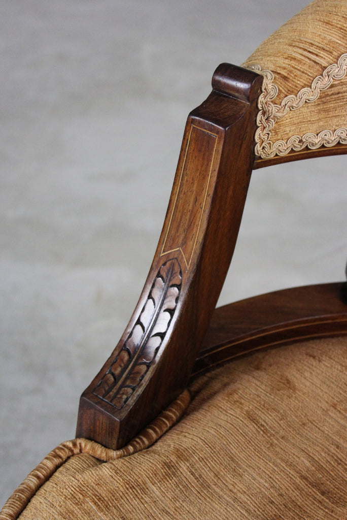 Victorian Inlaid Rosewood Tub Chair - Kernow Furniture