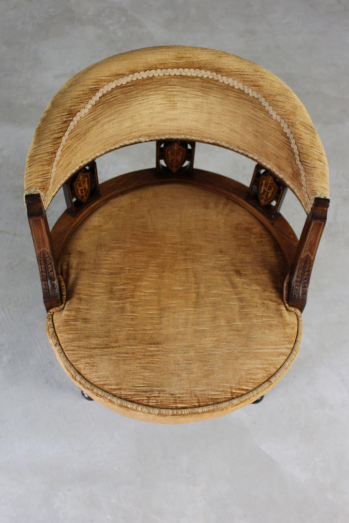 Victorian Inlaid Rosewood Tub Chair - Kernow Furniture