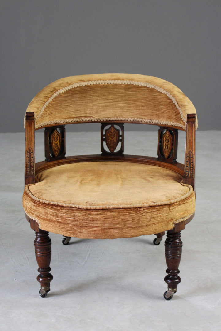 Victorian Inlaid Rosewood Tub Chair - Kernow Furniture