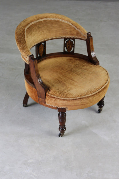 Victorian Inlaid Rosewood Tub Chair - Kernow Furniture