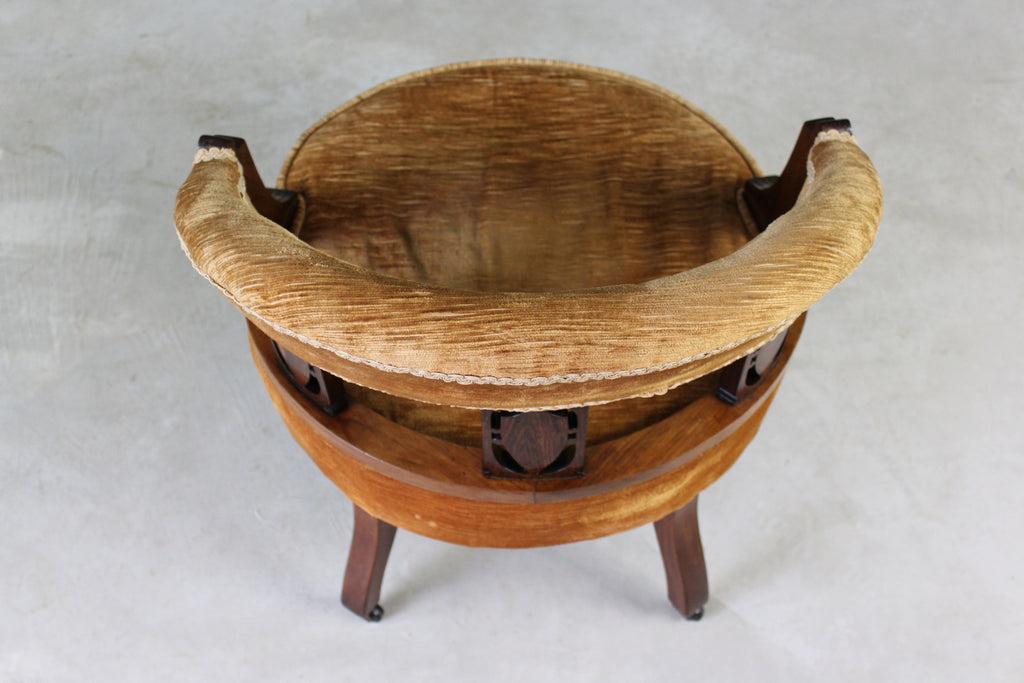 Victorian Inlaid Rosewood Tub Chair - Kernow Furniture