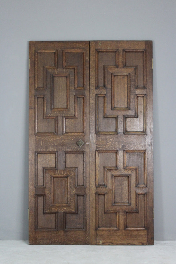 Pair Oak Geometric Doors - Kernow Furniture