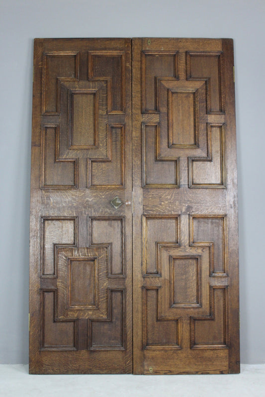 Pair Oak Geometric Doors - Kernow Furniture