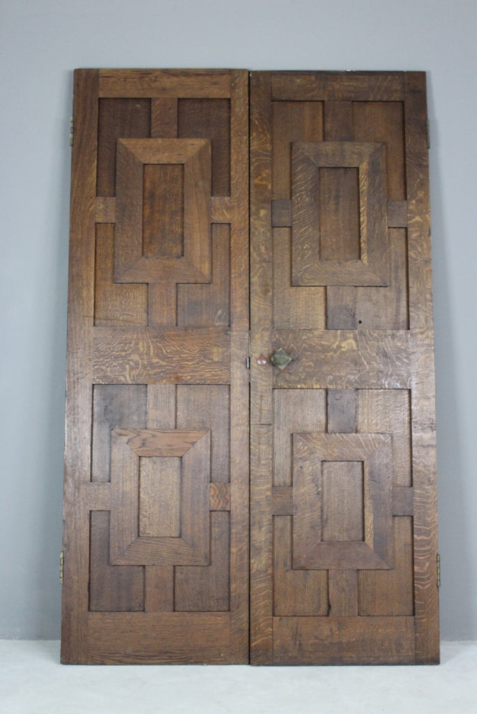 Pair Oak Geometric Doors - Kernow Furniture