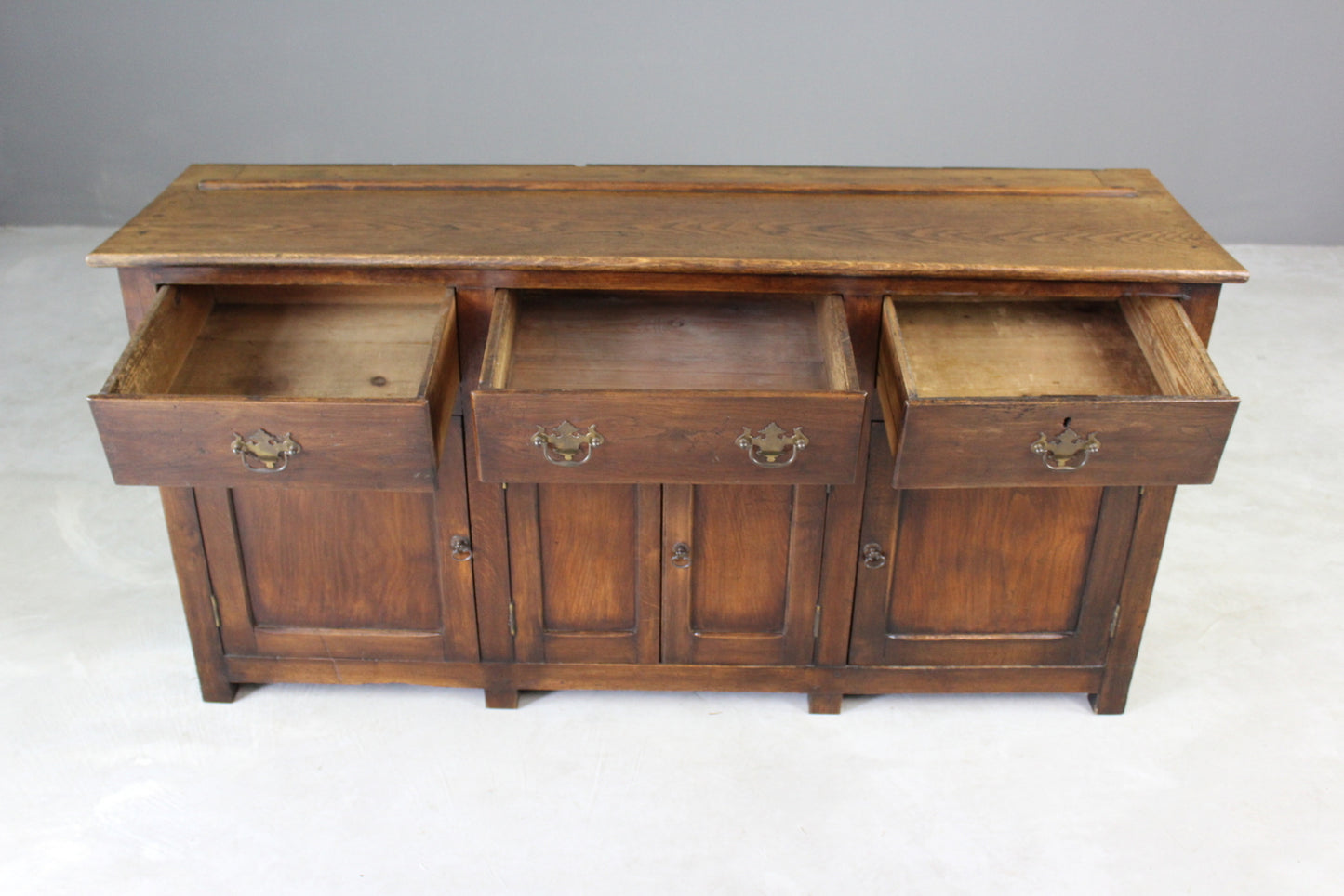 Rustic Oak & Elm Dresser Base - Kernow Furniture