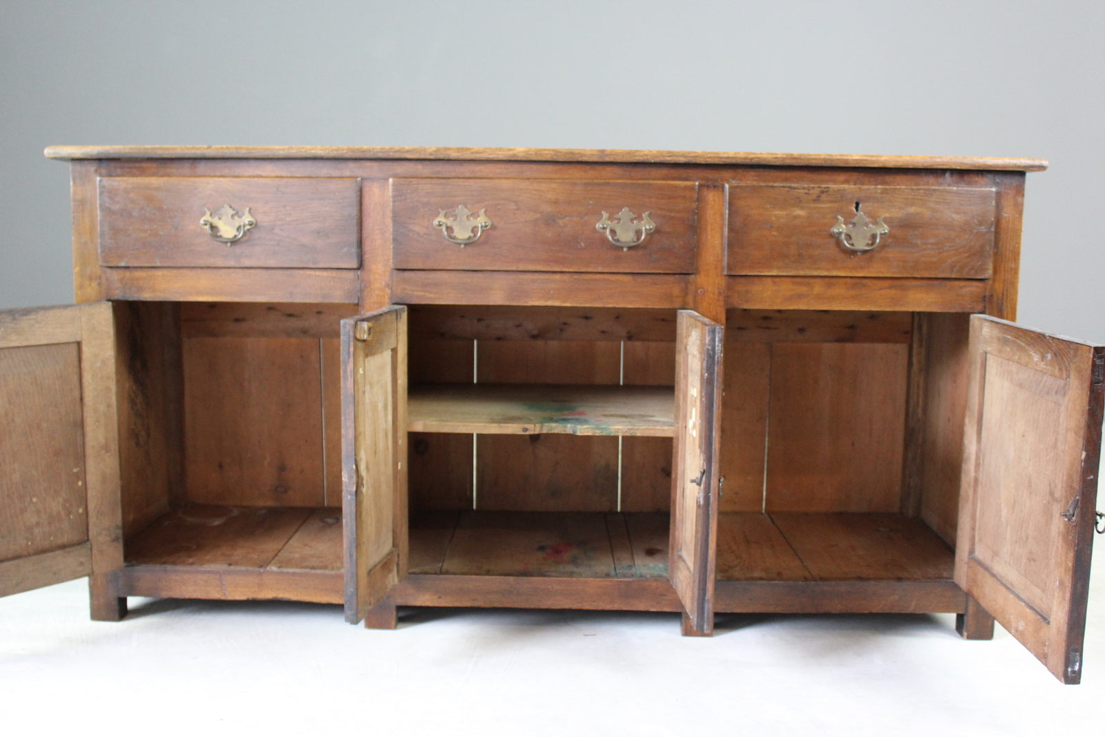 Rustic Oak & Elm Dresser Base - Kernow Furniture