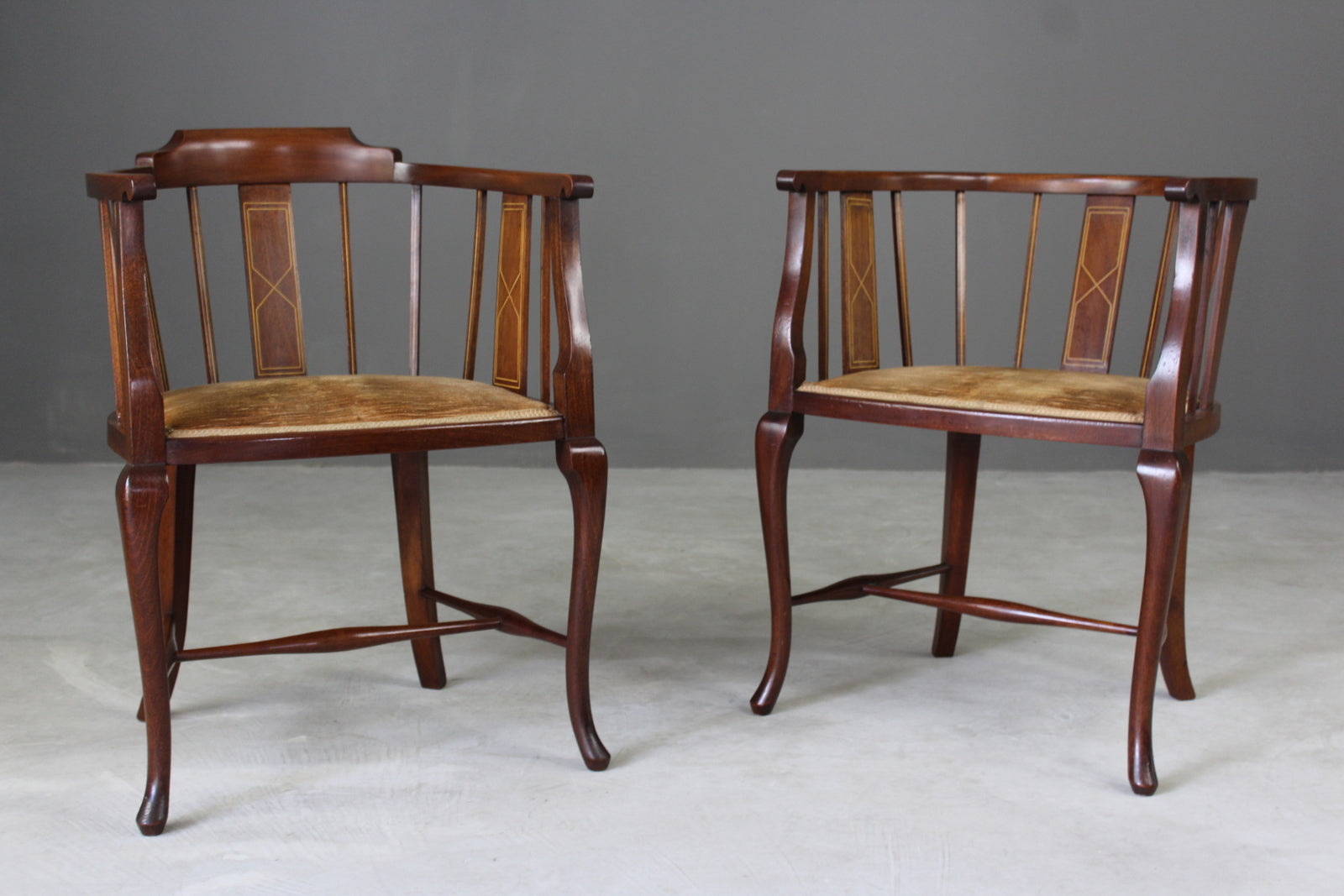 Pair Edwardian Tub Chairs - Kernow Furniture