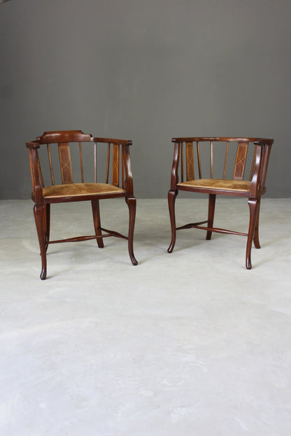 Pair Edwardian Tub Chairs - Kernow Furniture