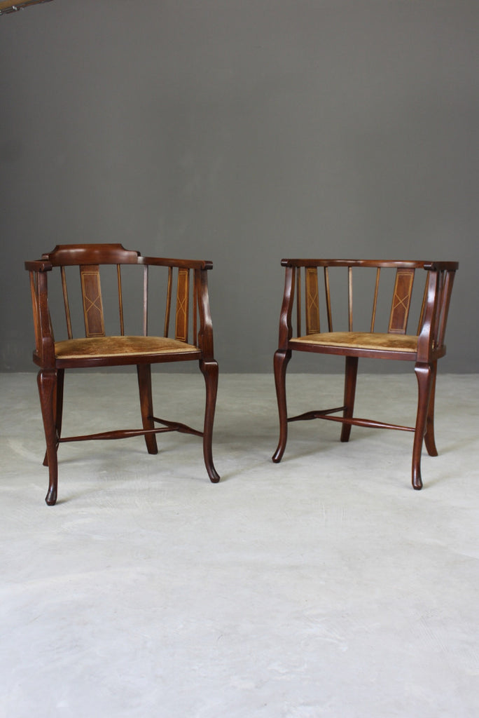 Pair Edwardian Tub Chairs - Kernow Furniture