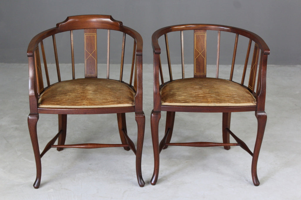 Pair Edwardian Tub Chairs - Kernow Furniture