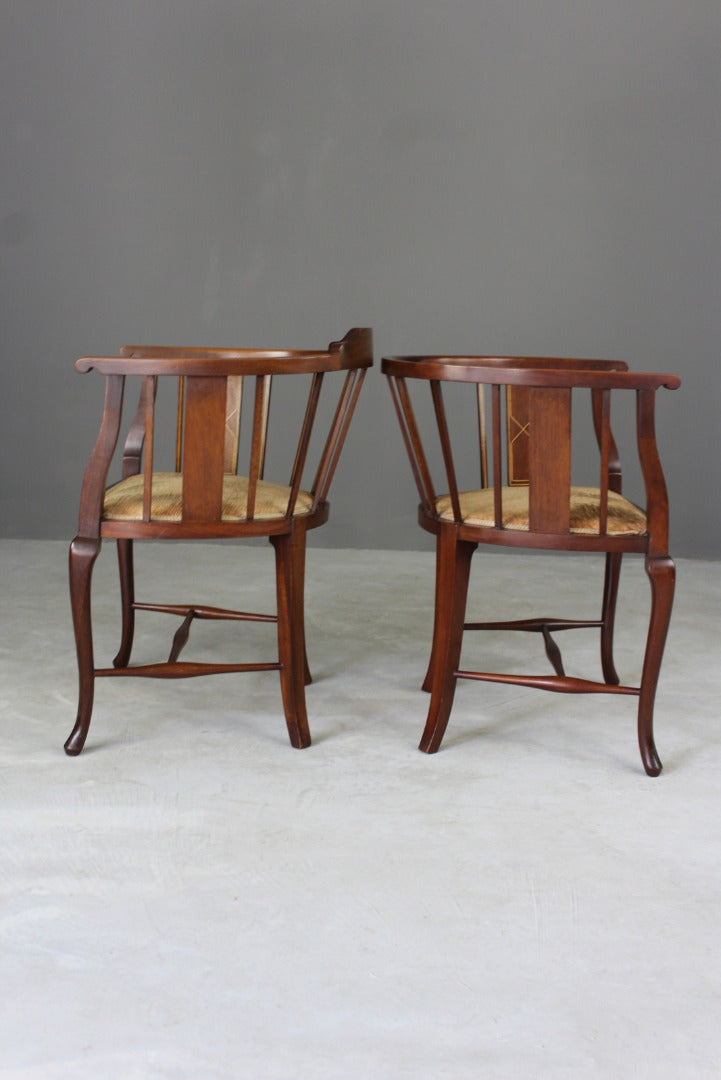 Pair Edwardian Tub Chairs - Kernow Furniture