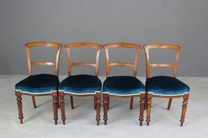 4 Victorian Oak Dining Chairs - Kernow Furniture