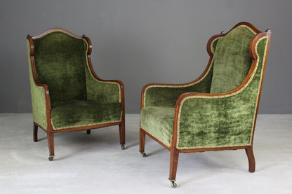 Pair Late Victorian Mahogany Armchairs - Kernow Furniture