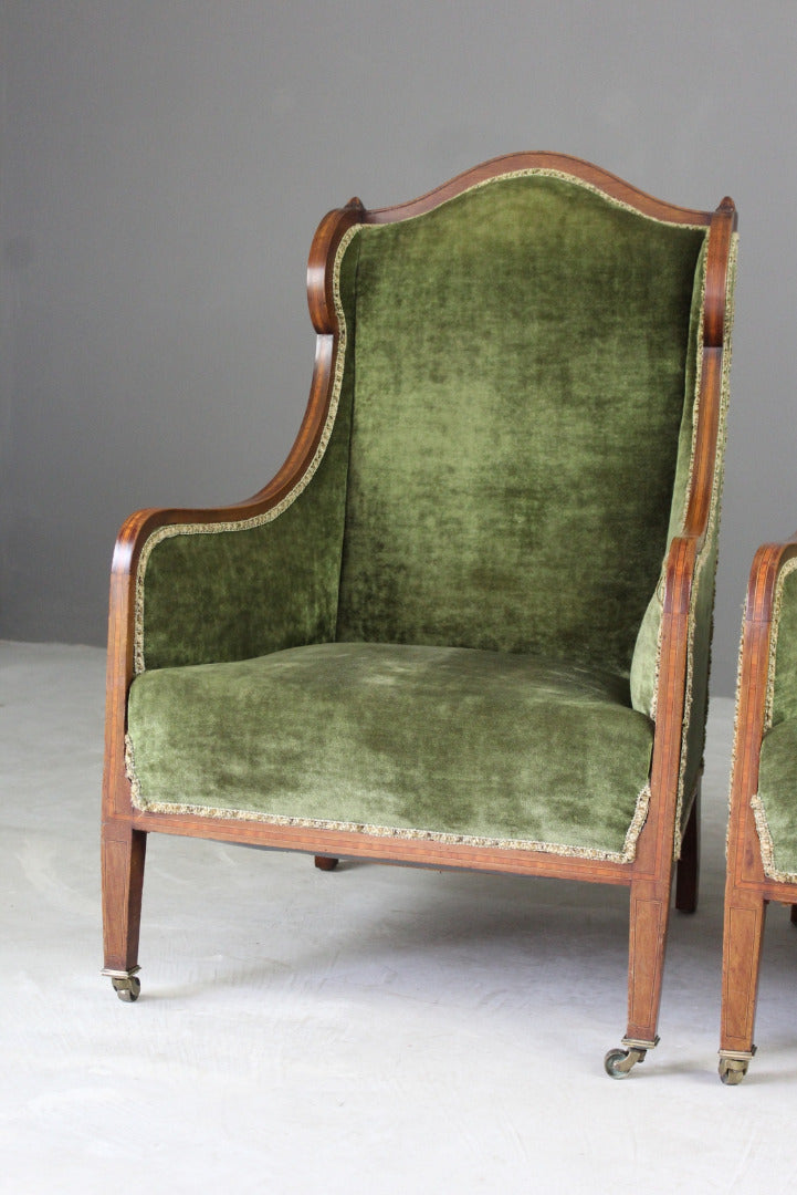 Pair Late Victorian Mahogany Armchairs - Kernow Furniture