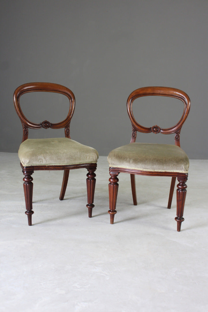 Pair Mahogany Balloon Back Dining Chairs - Kernow Furniture