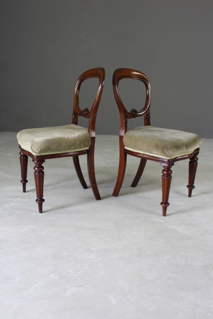 Pair Mahogany Balloon Back Dining Chairs - Kernow Furniture