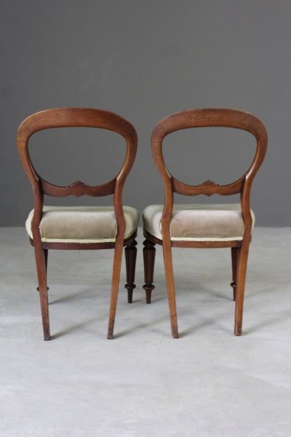 Pair Mahogany Balloon Back Dining Chairs - Kernow Furniture