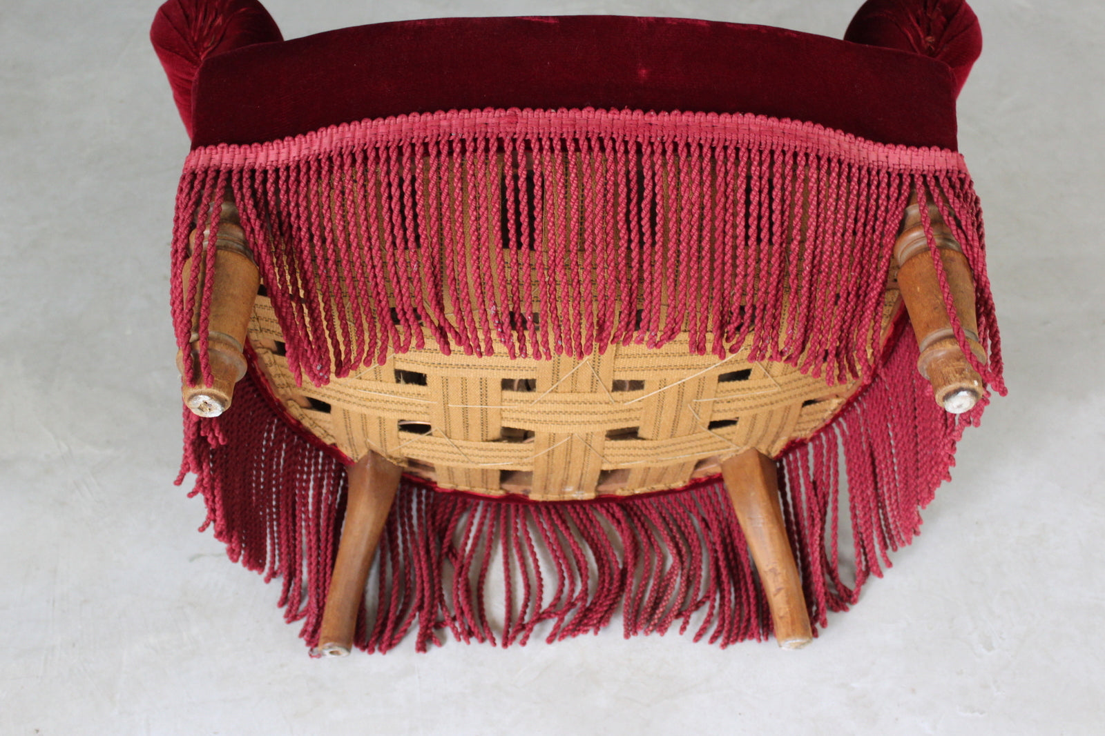 Red Upholstered Buttoned Armchair - Kernow Furniture