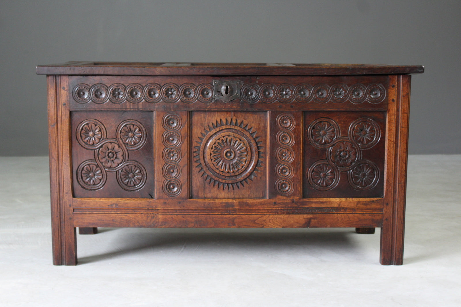 Antique Carved Oak Coffer - Kernow Furniture