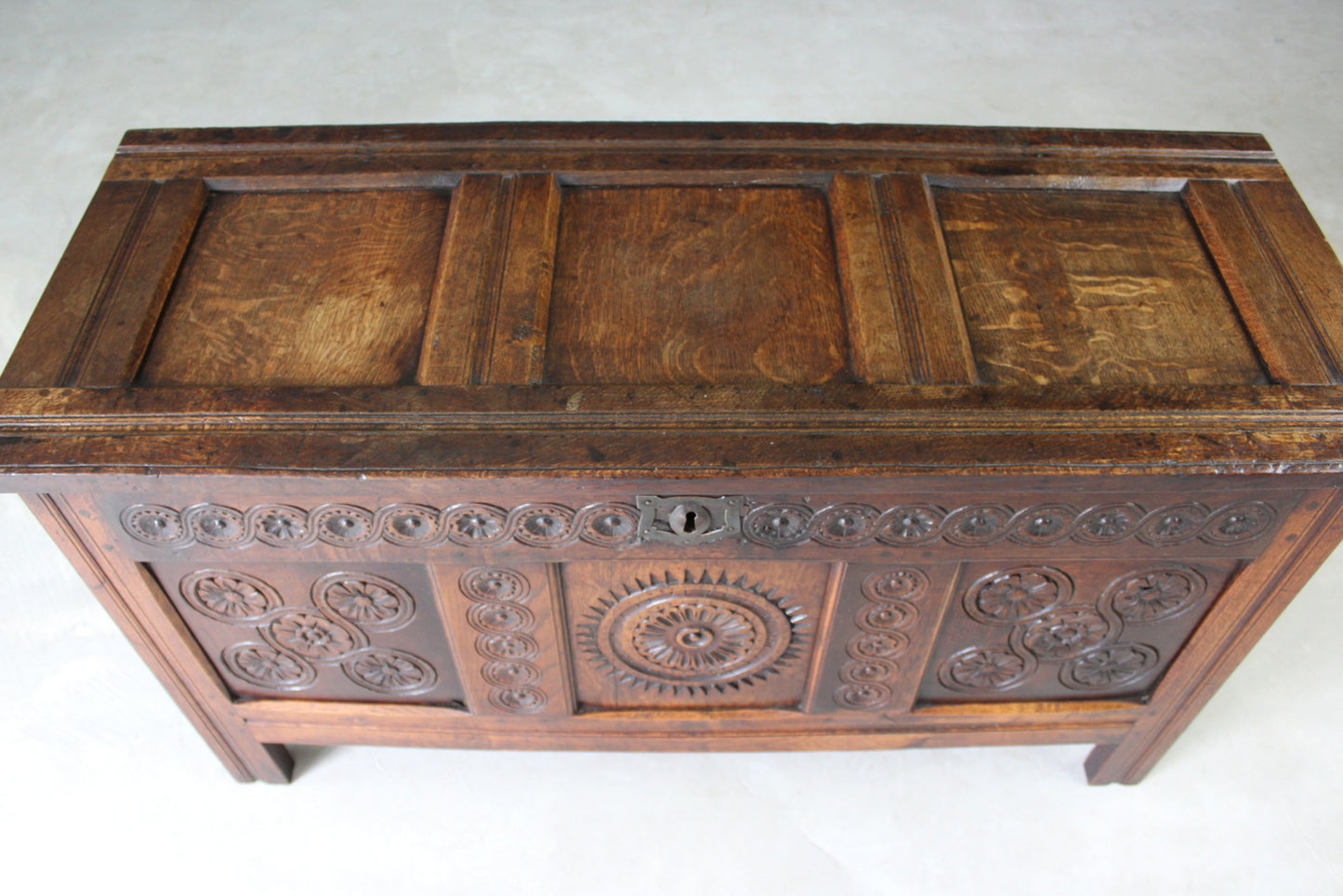 Antique Carved Oak Coffer - Kernow Furniture