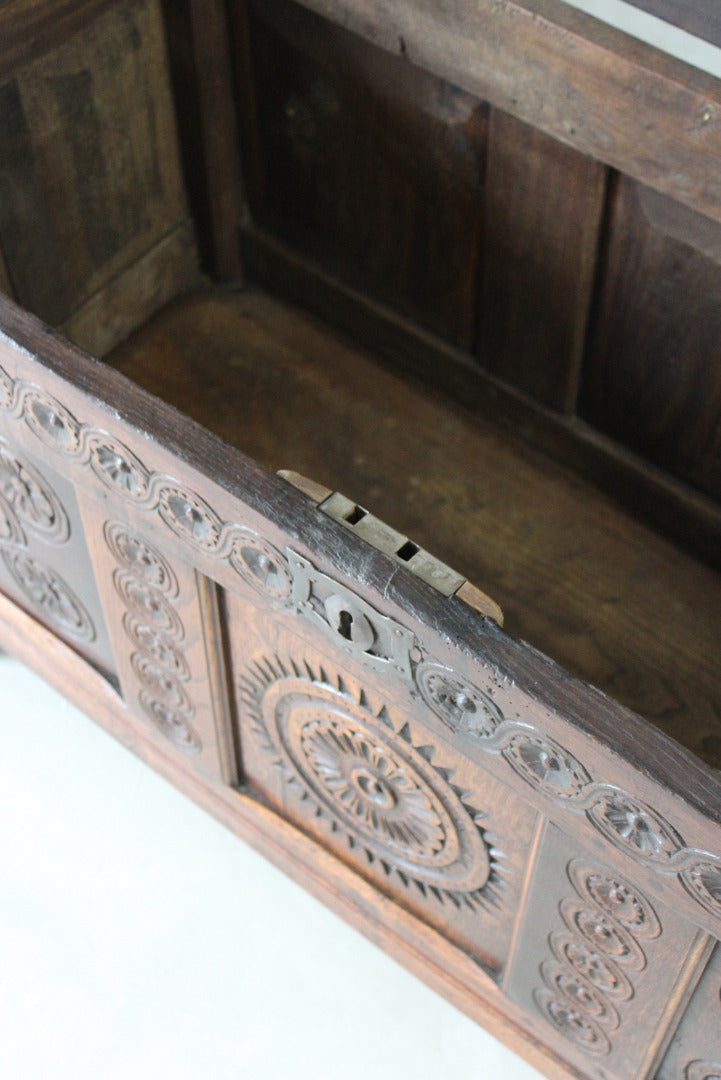 Antique Carved Oak Coffer - Kernow Furniture