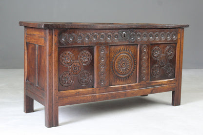 Antique Carved Oak Coffer - Kernow Furniture