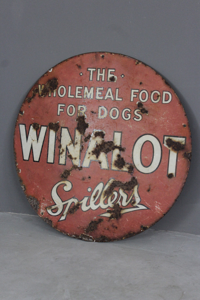 Vintage Winalot Enamel Sign - Kernow Furniture