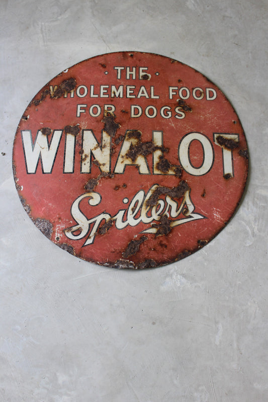 Vintage Winalot Enamel Sign - Kernow Furniture