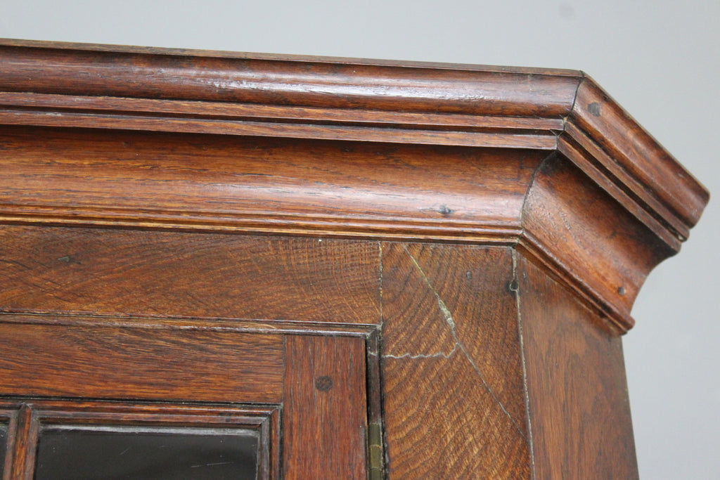 Antique Oak Astragal Glazed Corner Cabinet - Kernow Furniture