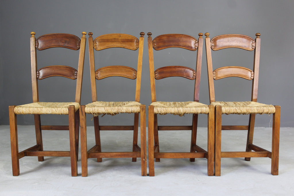 4 Rustic Rush Dining Chairs - Kernow Furniture