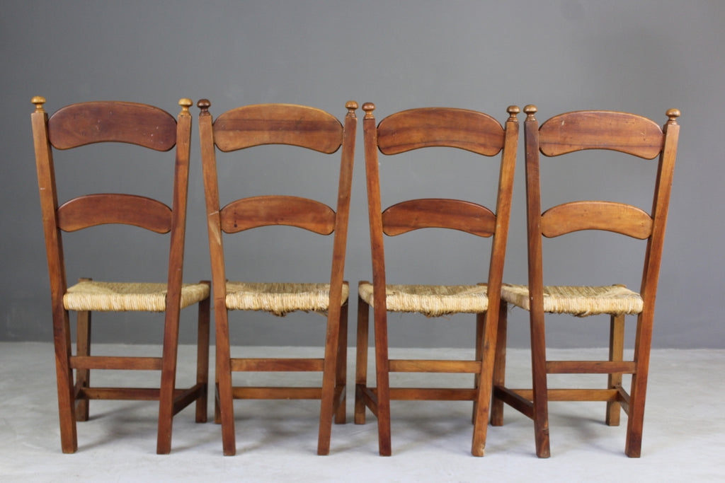 4 Rustic Rush Dining Chairs - Kernow Furniture