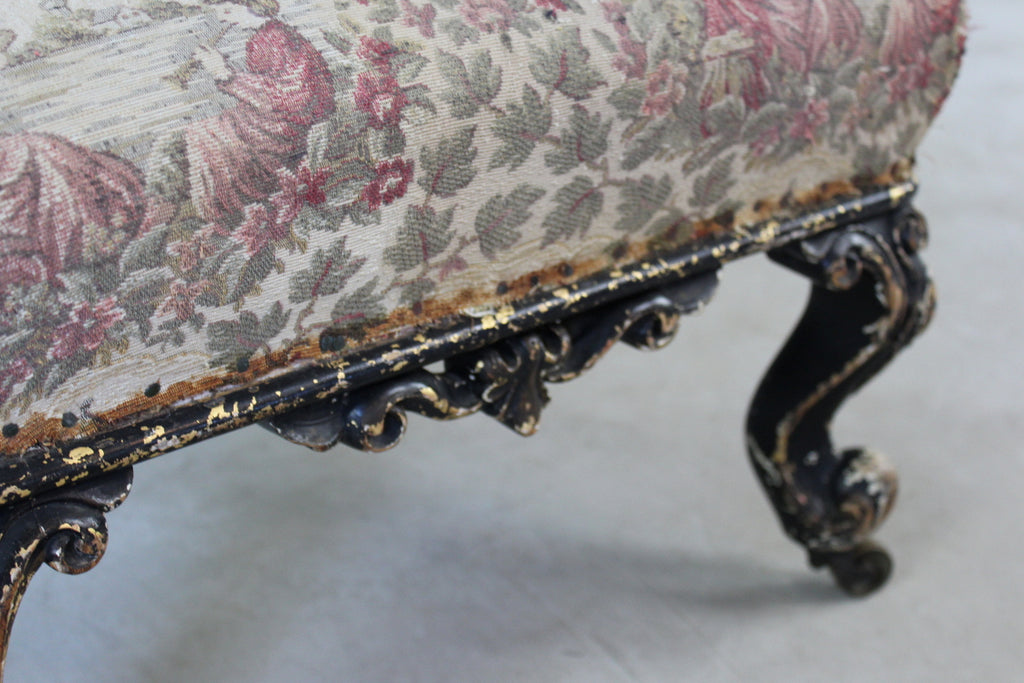 Antique Ebonised & Gilt Ornate Nursing Chair - Kernow Furniture