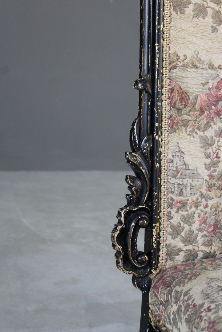 Antique Ebonised & Gilt Ornate Nursing Chair - Kernow Furniture