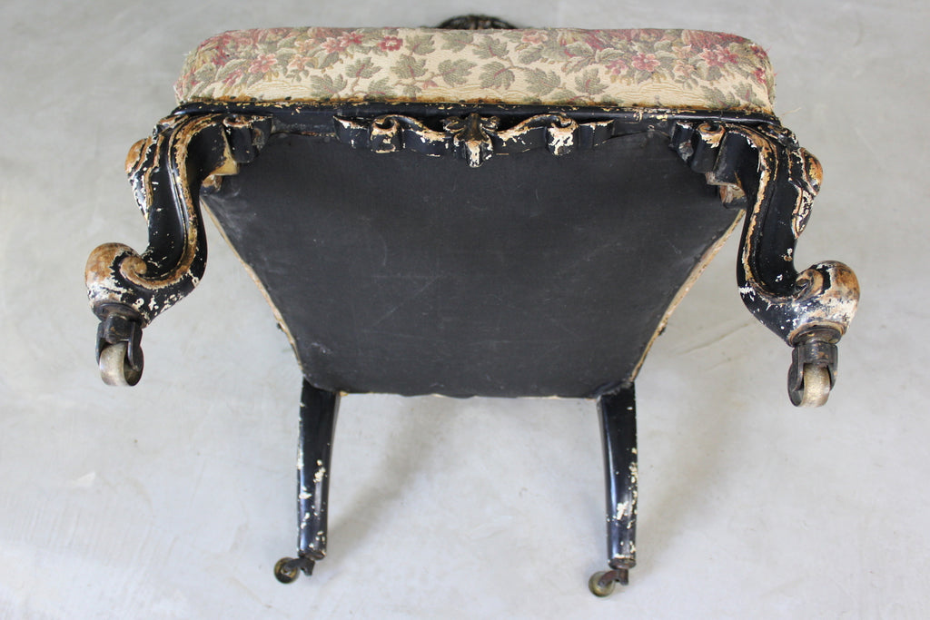 Antique Ebonised & Gilt Ornate Nursing Chair - Kernow Furniture