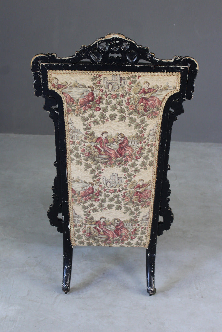 Antique Ebonised & Gilt Ornate Nursing Chair - Kernow Furniture