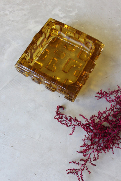 Amber Czech Glass Dish - Kernow Furniture