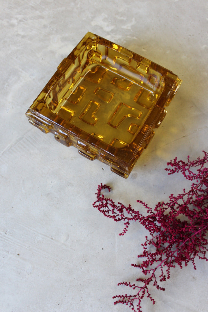 Amber Czech Glass Dish - Kernow Furniture