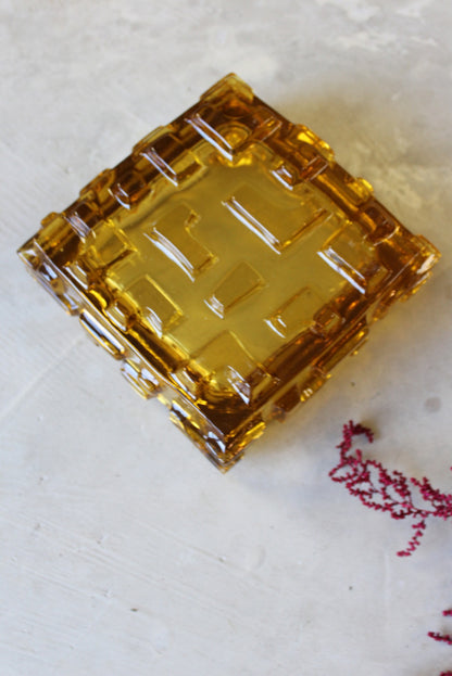 Amber Czech Glass Dish - Kernow Furniture