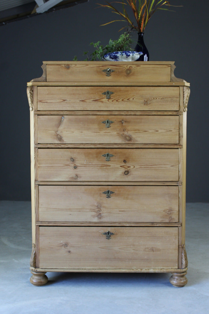 Antique Continental Pine Chest of Dawers - Kernow Furniture