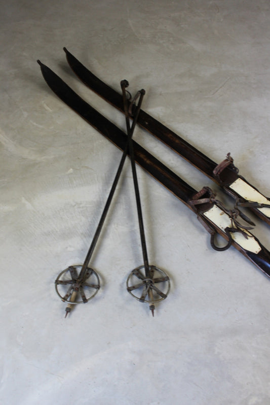 Antique Skis & Poles - Kernow Furniture