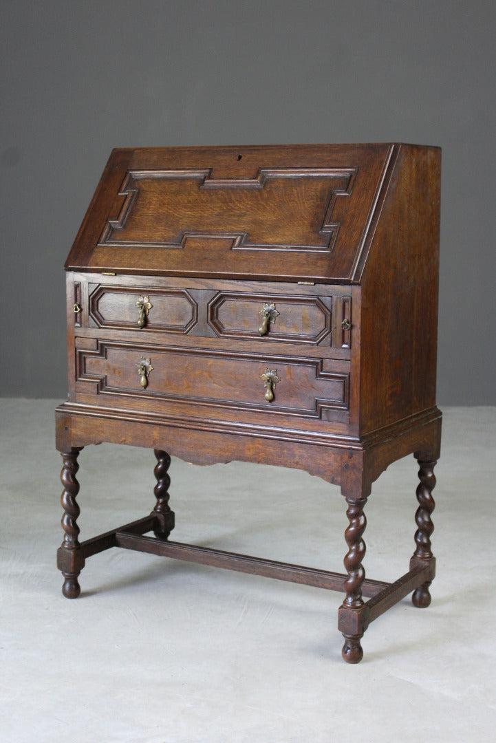 Oak Jacobean Style Bureau - Kernow Furniture