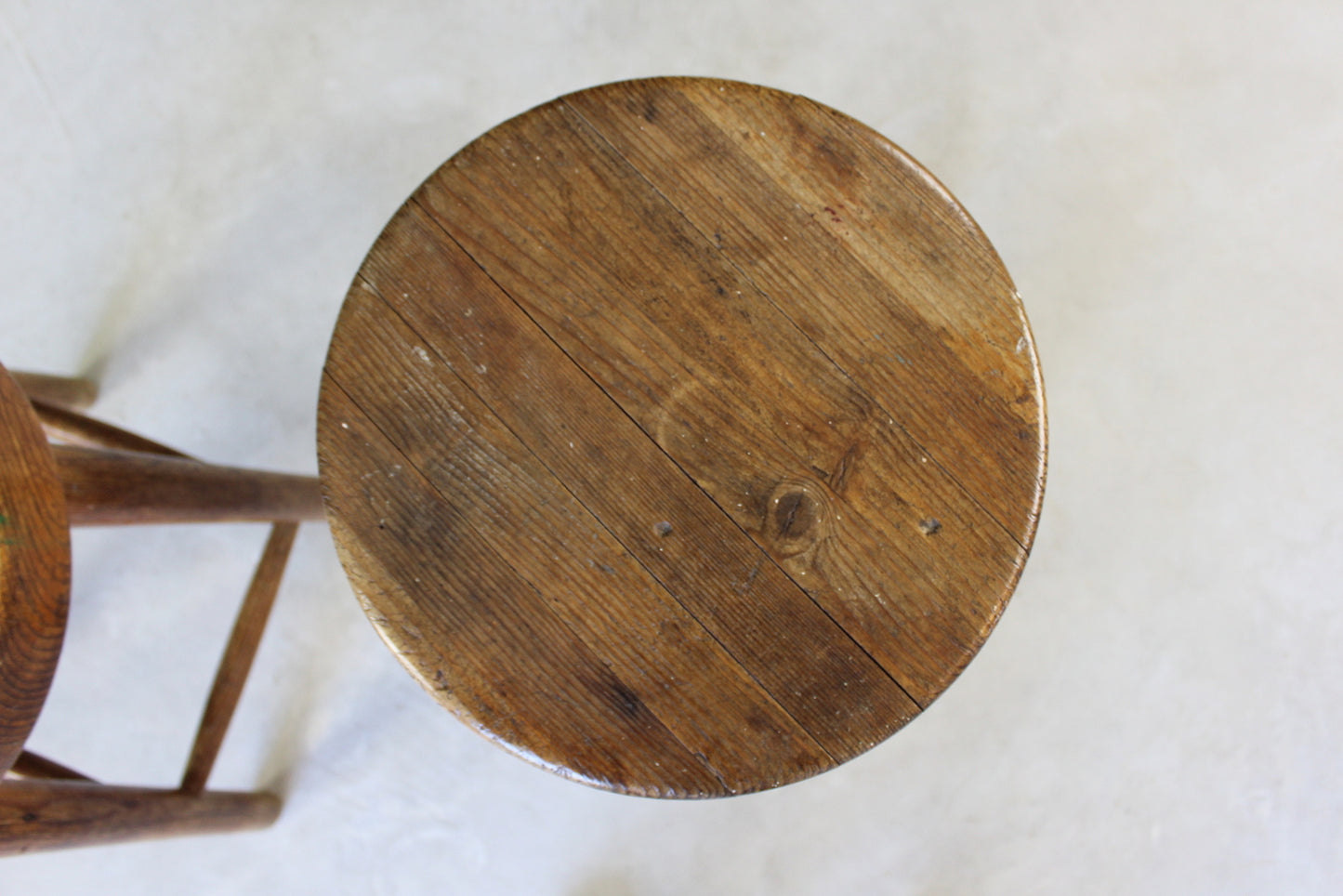 Pair Rustic Small Pine Stools - Kernow Furniture