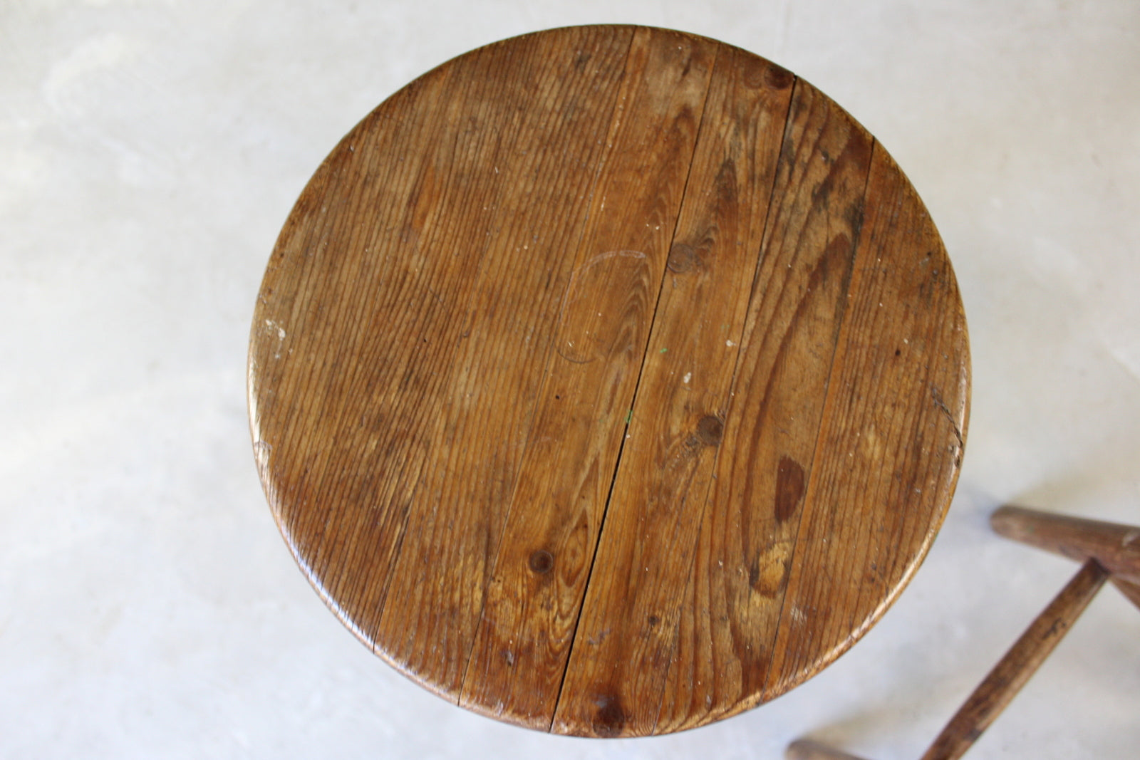 Pair Rustic Small Pine Stools - Kernow Furniture