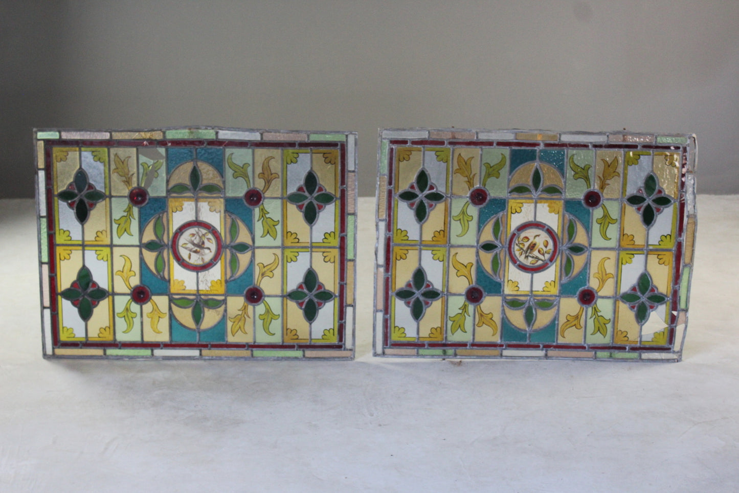 Pair Stained Glass Windows - Kernow Furniture