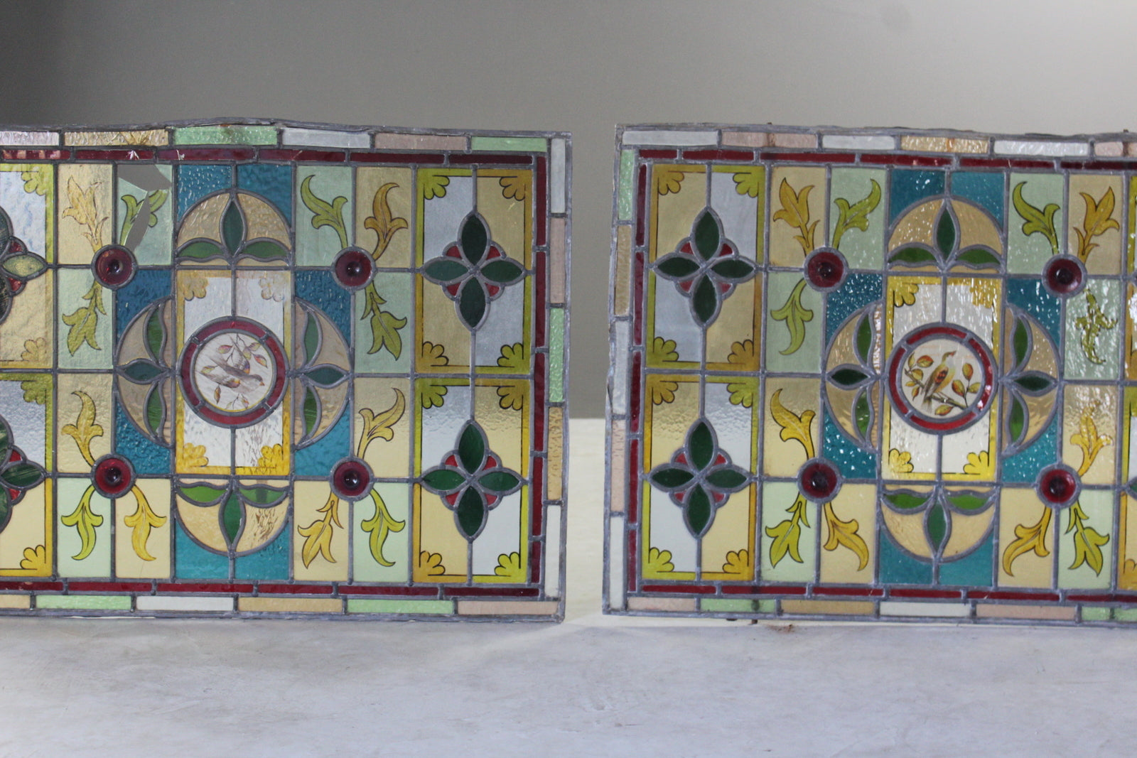 Pair Stained Glass Windows - Kernow Furniture