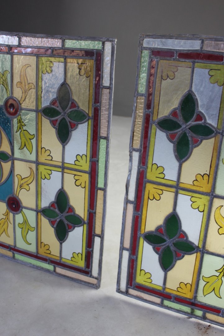 Pair Stained Glass Windows - Kernow Furniture